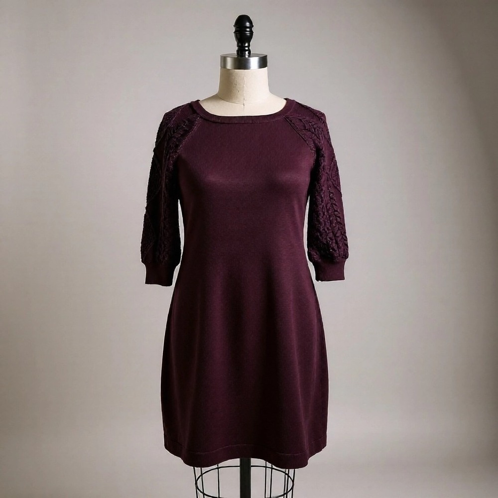 Eliza J Women's Plum Cable Knit Sweater Dress  Size Medium